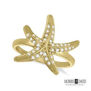 0.35 Ct Natural Round Cut Diamond Starfish Ring